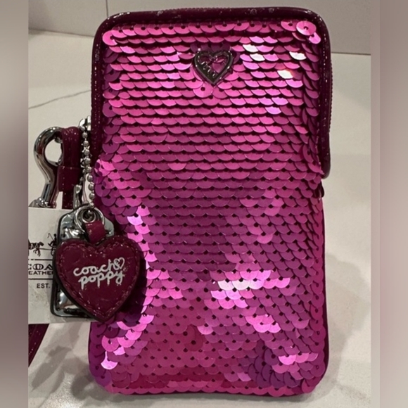 Coach Handbags - Coach Poppy Sequin Sweetheart Wristlet Hot Pink NWT